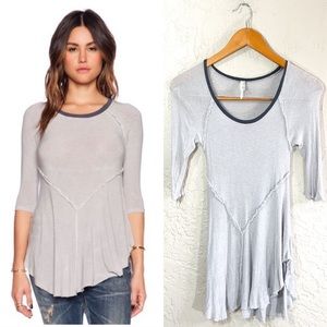 Free People Weekends Layer Gray Tee XS
